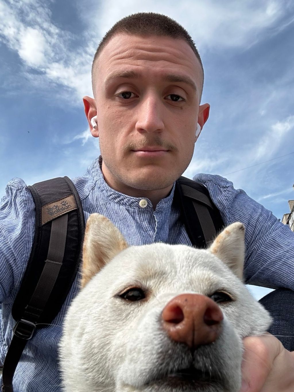 Maksym Haider and his dog